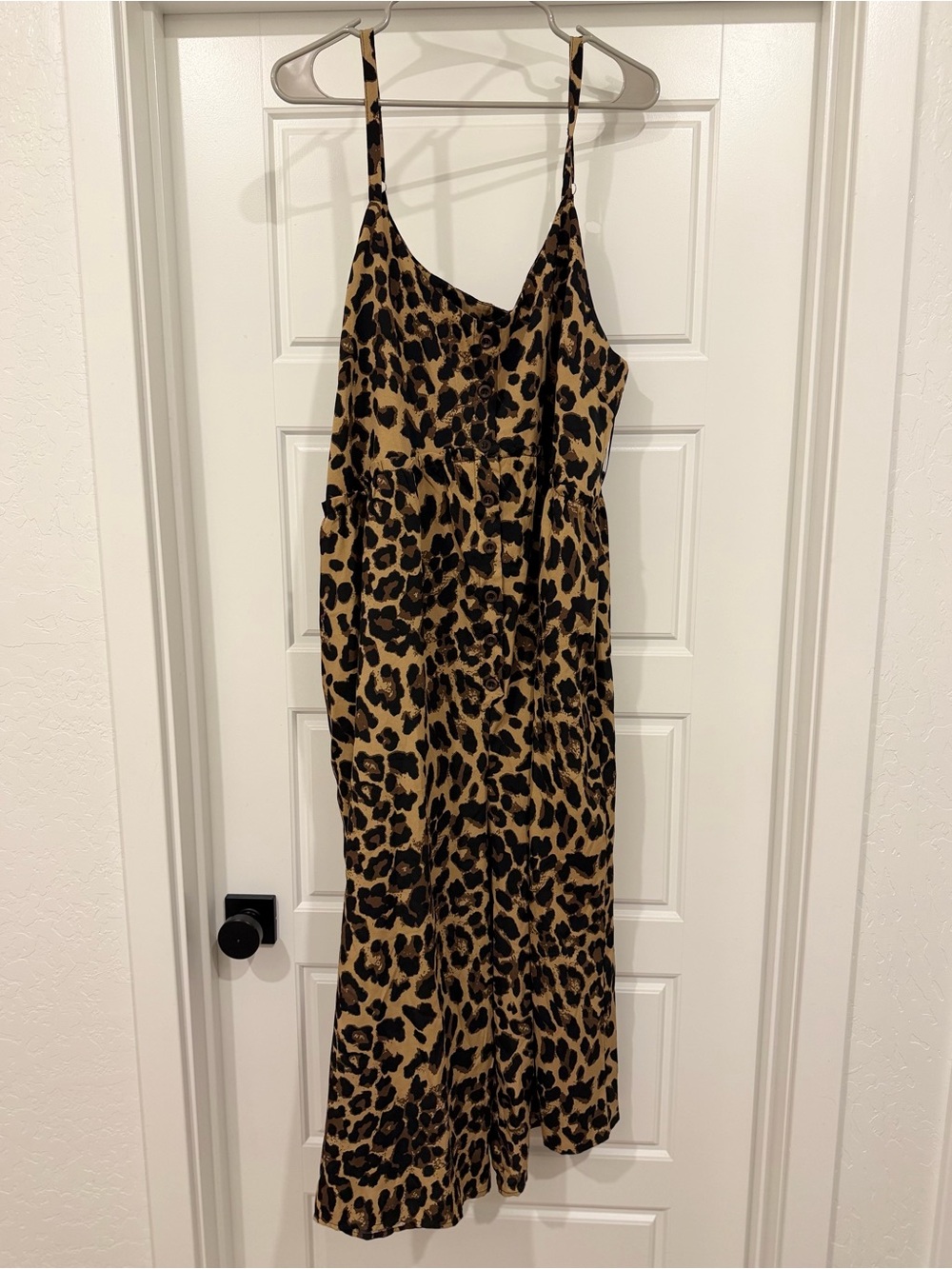 Leopard Print Slip Midi Romper - Tan and Black